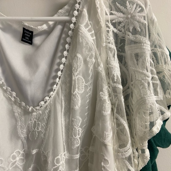 SHEIN never worn women’s white lace overlay white dress size 1x - Picture 3 of 7